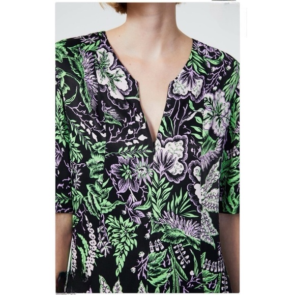RODEBJER Kandy Vegetal Floral Print V-Neck Zipper Bodice Mini Dress NEW Size XS - Picture 9 of 12